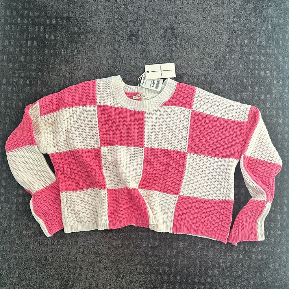Pink & White Check Sweater